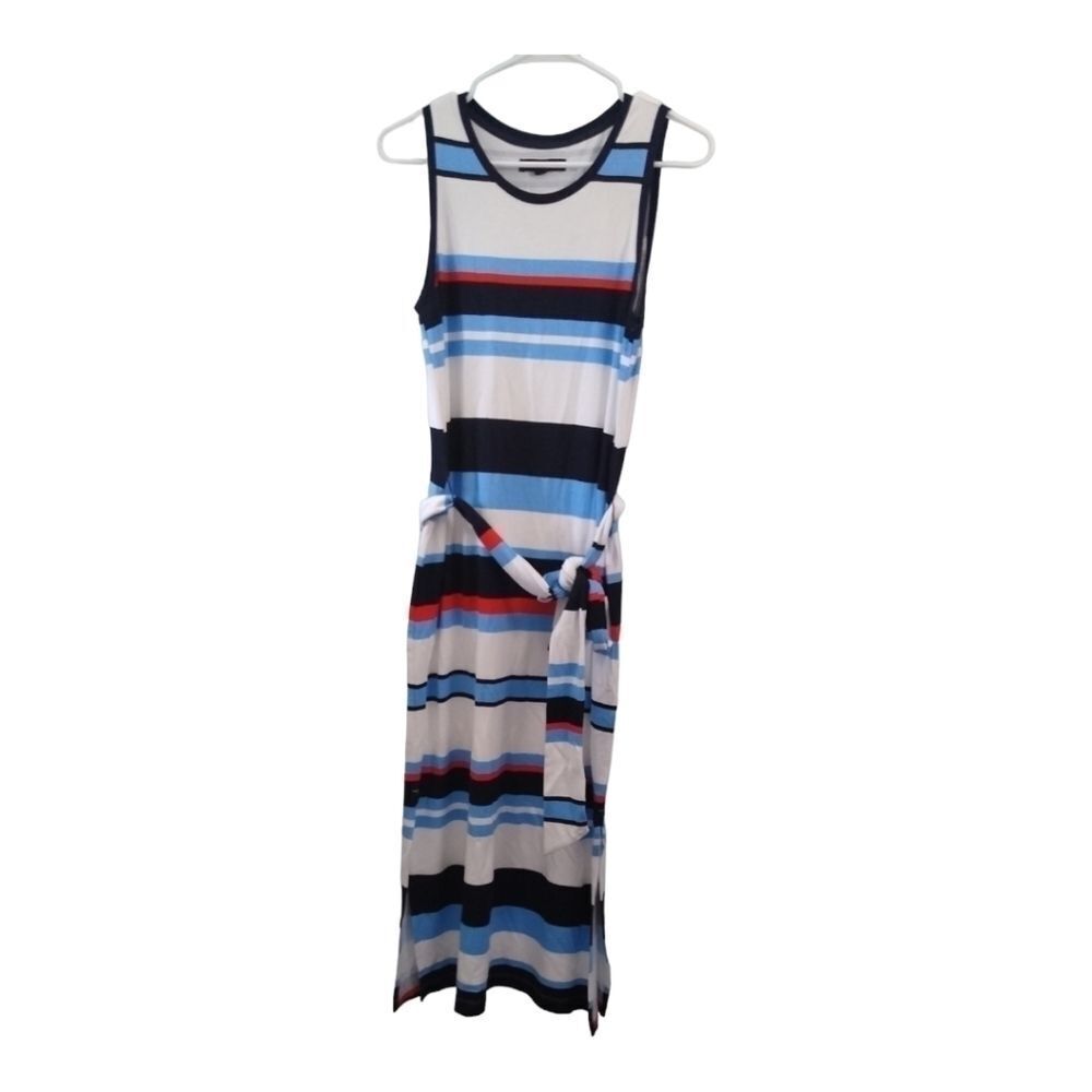 Banana Republic Striped Ponte Sleeveless Maxi Vacation Resortwear Dress Sz S - Picture 2 of 6